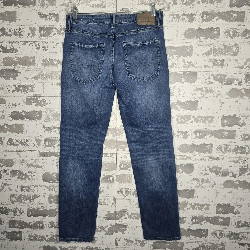 American Eagle Jeans Mens 31x30‎ Slim Fit Straight Leg Medium Blue Wash Stretch